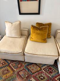 Poltrona + pouf Confalone in puro lino sfoderabili
