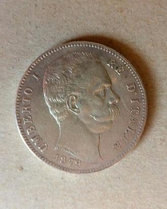 5 lire stemma sabaudo/Umberto I  (1879)