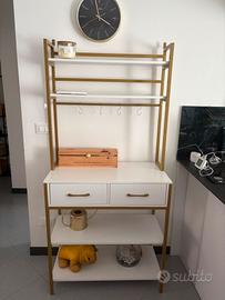 Mobile Scaffale per Cucina oro & bianco