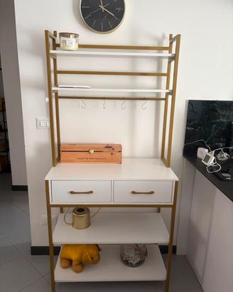 Mobile Scaffale per Cucina oro & bianco