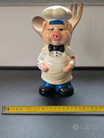 Porta utensili da cucina Maialino Chef in ceramica