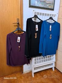 Maglia morbida donna NUOVA+collana Nuova