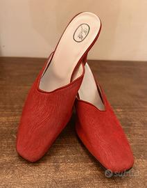 Sabot vintage Joelle rossi tacco largo - Tg 38