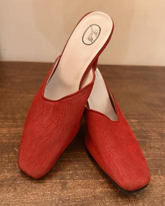Sabot vintage Joelle rossi tacco largo - Tg 38