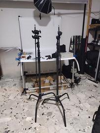 N. 2 C-Stand 260cm Nero Opaco con Braccio 100cm