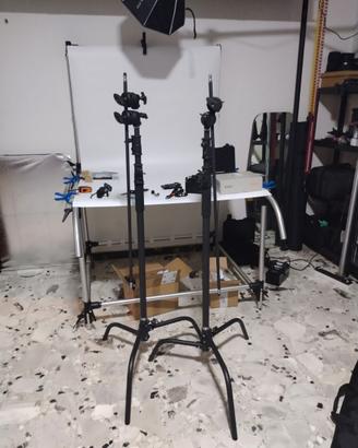 N. 2 C-Stand 260cm Nero Opaco con Braccio 100cm