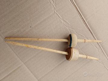 antica coppia filarino in legno per lana 