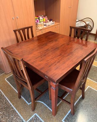Tavolo in legno allingabile,  6 sedie artigianale