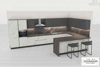CUCINA MODERNA ANGOLARE+PENISOLA CUCINE SU MISURA