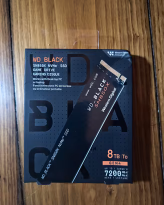 WD_BLACK SN850X NVMe SSD 8TB Fino 7200MB/s