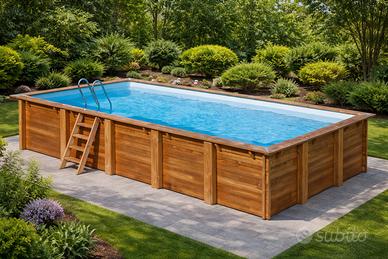 PISCINA GRE LEGNO rettangolare 620x420x133