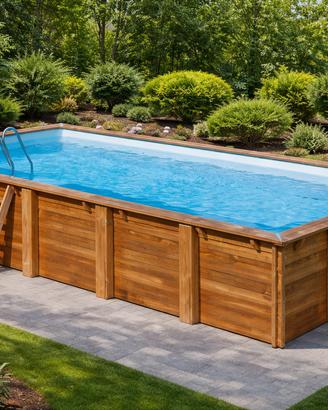 PISCINA GRE LEGNO rettangolare 620x420x133