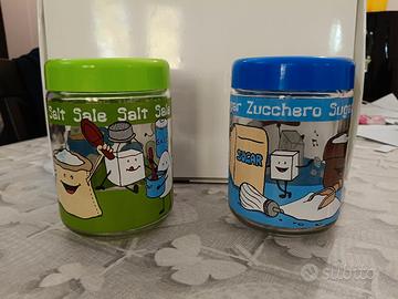 Coppia Barattoli in vetro con coperchio, Zucchero 