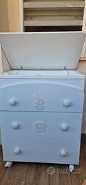 Fasciatoio e cassettiera (bianco con ruote)