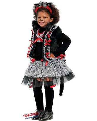 Vestito gatta carnevale veneziano originale 5/6 an