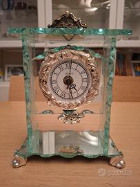 Orologio a pendolo vintage in vetro e argento 