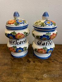 Barattoli vintage in ceramica dipinti a mano Italy