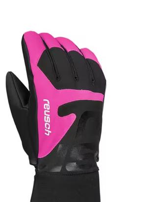 Guanti da sci Reusch nero rosa taglia 6,5, 14 anni