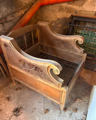 Poltrona legno e rattan