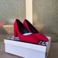 Scarpe Decollete Lora Ferres Scamosciate Rosse