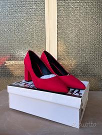 Scarpe Decollete Lora Ferres Scamosciate Rosse