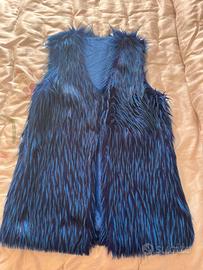 Pelliccia smanicata,blu elettrico,tg.L/XL, nuova