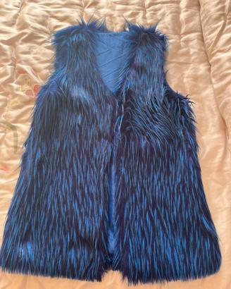 Pelliccia smanicata,blu elettrico,tg.L/XL, nuova