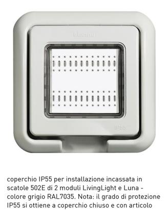 coperchio 2 moduli IP55 bianco BTicino living luna