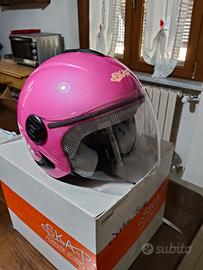 Casco moto SKA-P jet bambino/a rosa metal YS
