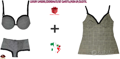 completo intimo Push up,Culotte,Canotta,set 3pezzi