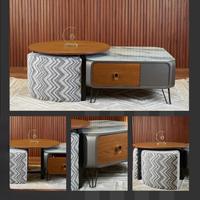 Tavolino da salotto moderno con pouf contenitore –