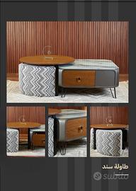 Tavolino da salotto moderno con pouf contenitore –