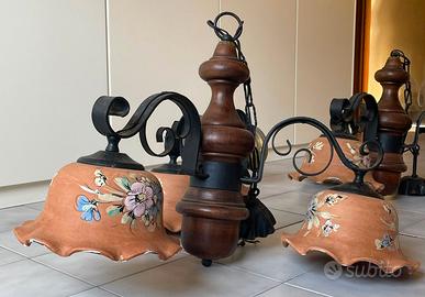 Lampadari Rustici Legno, Ferro e Ceramica