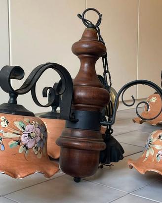 Lampadari Rustici Legno, Ferro e Ceramica