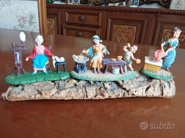Lotto tre statuine presepe vintage anni 70