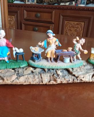 Lotto tre statuine presepe vintage anni 70