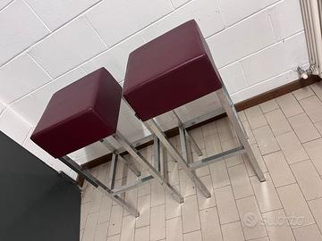 Sgabelli Pedrali CUBE inox pelle bordeaux