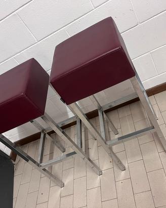 Sgabelli Pedrali CUBE inox pelle bordeaux