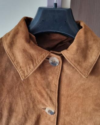 Giacca Vintage Vera Pelle Scamosciata Cammello 42