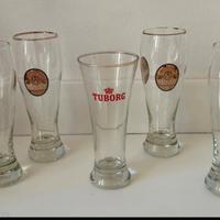 Lotto 5 bicchieri birra Tuborg e Henninger
