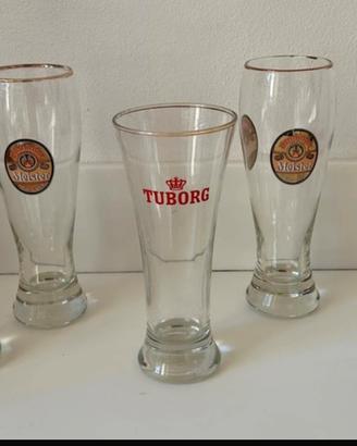 Lotto 5 bicchieri birra Tuborg e Henninger