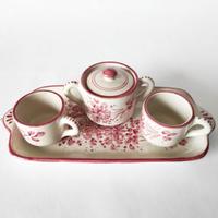 Set rustico di 2 tazzine, zuccheriera e vassoio
