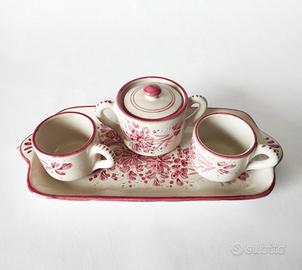 Set rustico di 2 tazzine, zuccheriera e vassoio