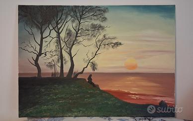 Quadro paesaggio tramonto 