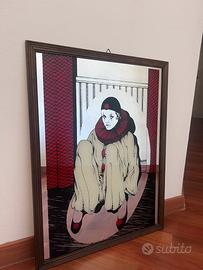 Specchio serigrafato Pierrot triste - anni 70