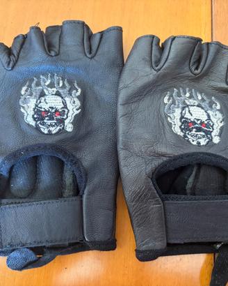 Guanti Moto Mezze Dita Similpelle Stile Biker