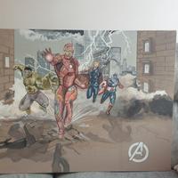 quadro dipinto a mano su tela avengers