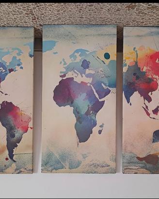 Trittico quadri su tela di plastica