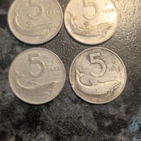 monete 5 lire anno  del 1953 e nr del 1954