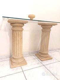 colonne pietra leccese cristallo ingresso tavolino